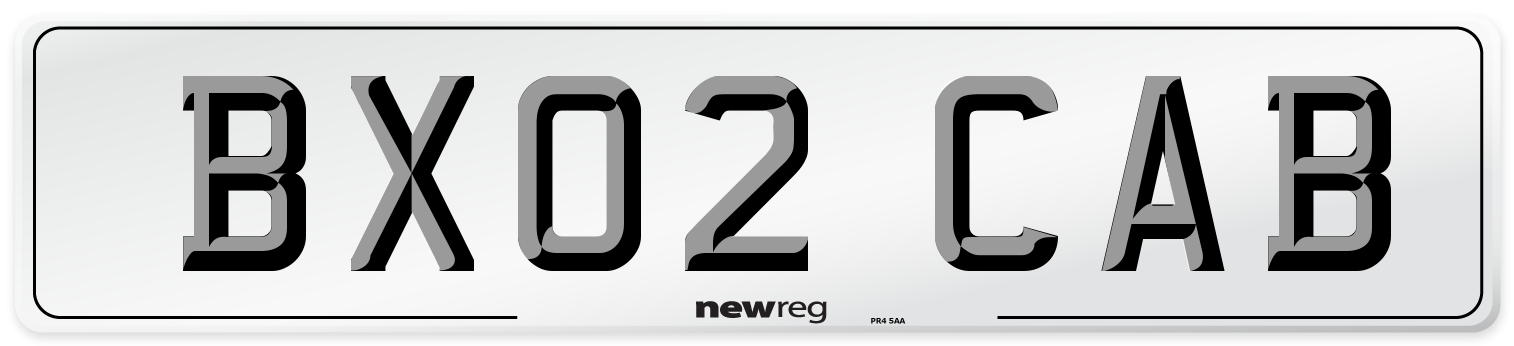BX02 CAB Number Plate from New Reg